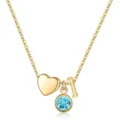 Collier pendentif lettre et pierre de naissance plaque or, chaine clavicule mode quotidienne. - Lettre L / Pierre de Naissance de Mars / Or