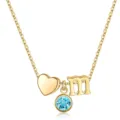 Collier pierre de naissance doré avec lettre m et pendentif cœur, bijou tendance. - Lettre M / Pierre de Naissance de Mars / Or