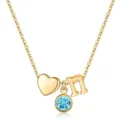 Collier lettre N cœur pierre de naissance doré, élégante et charmante chaîne de clavicule. - Lettre N / Pierre de Naissance de Mars / Or