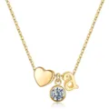 Collier pendentif lettre a plaqué or avec cœur et diamant pour femme mode quotidienne élégant - Lettre A / Pierre de Naissance d'Avril / Or