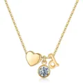 Collier Lettre P Or Pendentif Cœur Diamant Bijou Élégant Chaîne De Clavicule Douce - Lettre D / Pierre de Naissance d'Avril / Or