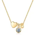 Elégant collier lettre e plaqué or avec pendentif cœur et diamant pour femme au quotidien. - Lettre E / Pierre de Naissance d'Avril / Or