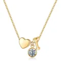 Collier lettre initiale cœur doré avec pendentif cristal étincelant, chaîne élégante. - Lettre R / Pierre de Naissance d'Avril / Or