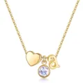 Collier lettre a plaqué or avec cœur et pendentif pierre de naissance violette. - Lettre A / Pierre de Naissance de Juin / Or