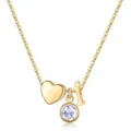 Collier délicat doré avec pendentif cœur, pierre de naissance et lettre pour le quotidien. - Lettre I / Pierre de Naissance de Juin / Or