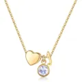 Collier pendentif doré avec cœur, pierre de naissance violette et initiale J. - Lettre J / Pierre de Naissance de Juin / Or