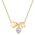 Collier lettre n pierre de naissance en or, pendentif cœur doux pour femme style quotidien. - Lettre N / Pierre de Naissance de Juin / Or