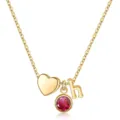 Collier lettre h en or avec pierre de naissance rouge et pendentif cœur bijou raffiné - Lettre H / Pierre de Naissance de Juillet / Or