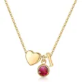 Collier pendentif cœur pierre de naissance lettre dorée bijou cadeau pour femme - Lettre L / Pierre de Naissance de Juillet / Or