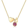 Collier lettre et pierre de naissance en or, pendentif cristal rose doux pour tous les jours. - Lettre J / Pierre de Naissance d'Octobre / Or