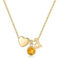 Collier Lettre D Coeur Pierre de Naissance Or, Pendentif Bijoux Délicat pour Femme Fille - Lettre D / Pierre de Naissance de Novembre / Or