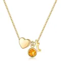Collier lettre en or avec pendentif cœur et pierre de naissance, bijou mignon. - Lettre T / Pierre de Naissance de Novembre / Or