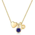 Collier pendentif cœur pierre de naissance lettre B plaqué or mode femme bijoux cadeaux neuf - Lettre B / Pierre de naissance de décembre / Or