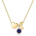 Collier pendentif en or élégant avec breloque cœur, pendentif lettre et pierre de naissance. - Lettre R / Pierre de naissance de décembre / Or