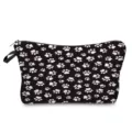 Close-up view of the cute black and white paw print pattern and smooth zipper detail. - White Cat Paw Print on Black Base (hz3588)