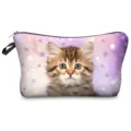 Cute cat print cosmetic bag portable canvas makeup pouch zipper pencil case for women girls. - Style hz1464