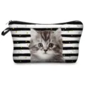 Cute cat print cosmetic bag detail, portable makeup pouch and pencil case with zipper closure. - Style hz1466