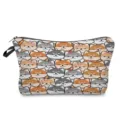 Cute cartoon cat print cosmetic bag, portable zipper makeup pouch and travel storage bag. - Dense Cartoon Cat Print (hz3590)