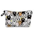 Detailed view of a cute cat paws print makeup bag, portable zipper pouch and pencil case. - Dense Cartoon Cat Paw Pattern (hz3593)