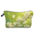 Borsa per cosmetici con stampa floreale e chiusura a zip per riporre oggetti quotidiani. - Fiori Freschi Di Primavera E Farfalla (hzk0290)