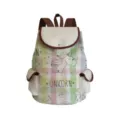 Cute unicorn print canvas backpack with pastel plaid pattern, casual student school bag. - Plaid Unicorn Text (sj0988)