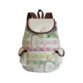 Canvas casual backpack with cute unicorn print, pastel plaid pattern and brown leather trim. - Born To Be Unicorn (sj0989)