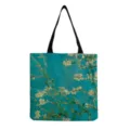 Sac cabas fourre-tout en toile avec impression peinture à l'huile, sac bandoulière. - Style Imprimé Floral Bleu Vert (hm2997)