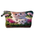 Borsa per cosmetici con stampa di gatti carini astuccio per trucco portatile astuccio - Due Gattini E Rose (hzk0141)