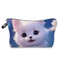 Bellissima borsa per cosmetici con stampa animale e chiusura lampo, ideale per trucco e rossetto. - Stampa Anime Piccoli Animali Bianchi (hzk0142)