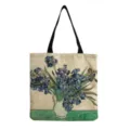 Sac cabas en toile avec impression d'art Iris de Van Gogh, sac bandoulière décontracté. - Style Imprimé Iris de Van Gogh (hm3007)
