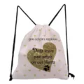 Dog paw print drawstring backpack, casual travel gym shoulder bag close-up view. - Pink Heart Paw Style (sk4376)