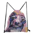 Modischer Kordelzug Rucksack aus Stoff mit Hundekunst Druck, lässige Schultasche. - Hunde-Druck Stil (sk4498)