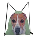 Detailansicht eines lässigen Mode-Kordelzugsacks mit einem süßen handgemalten Hunde-Kunstdruck. - Hunde-Druck Stil (sk4499)