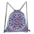 Mandala bedrukte tas met trekkoord, modieuze artistieke klassieke zak, creatieve lichte opberging. - Bloemen Stijl 3 (sk3083)
