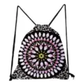 Sac à dos cordon mandala noir, motif floral léger sac de sport fourre-tout casual. - Style Floral 5 (sk3085)