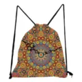 Sac à cordon imprimé mandala, poche classique littéraire de mode, rangement léger. - Style Floral 6 (sk3086)