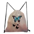 Fashion butterfly print drawstring backpack, casual cinch bag for students daily use. - Blue Red Gradient Butterfly Print (sk4805)