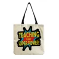 Leinwand Tragetasche Detailansicht, Lehrer Motiv Comic Druck, freizeit Schultertasche. - Amerikanischer Comic-Stil Druck (hm5424)