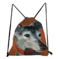 Lässiger modischer Kordelzug-Rucksack mit stilvollem Hunde-Ölgemälde-Druck für Studenten. - Hunde-Druck Stil (sk4508)