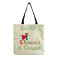Leinwand Tragetasche Detail mit kreativem Lehrern Superhelden Druck und stabilen schwarzen Henkeln. - Teachers Superheroes Stil (hm5426)