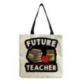 Detailansicht der Canvas-Tasche mit dem lehrbezogenen Aufdruck und stabilen schwarzen Henkeln. - Future Teacher Buchstaben Stil (hm5428)