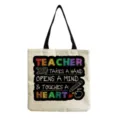 Detailansicht Lehrertag Segeltuch Tragetasche, bunter Kreidekunst Print, lässige Schultertasche. - Kreide Slogan Skizze Stil (hm5429)
