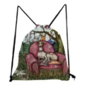 Leinwand Kordelzug Rucksack mit künstlerischem Hundedruck lässige Mode Schultertasche - Hunde-Druck Stil (sk4513)