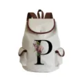 Stylish canvas backpack with floral letter print, casual daily daypack for women. - Letter P Print Style (sj2473)