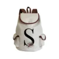 Canvas backpack for women with floral letter S print, casual beige school bag and daypack. - Letter S Print Style (sj2476)