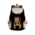 Black canvas backpack with tattoo bulldog print, large capacity travel school bag for students. - Bulldog Printed Style (sj3906)