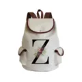 Canvas backpack for women with floral letter Z print, casual stylish daypack, detail view. - Letter Z Print Style (sj2483)