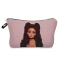 Elegante borsa cosmetica con stampa di ragazza nera per trucco e viaggi quotidiani. - Stile hzk0780
