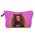 Borsa cosmetica rosa con stampa elegante di ragazza, ideale per viaggi e uso quotidiano. - Stile hzk0781