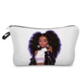 Elegante borsa cosmetica con stampa di ragazza nera, astuccio portatile per trucco da viaggio. - Stile hzk0782